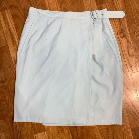 United Colors of Benetton Light Blue Wrap Skirt, Italian, Size IT 46/ US 10 - Picture 1 of 11